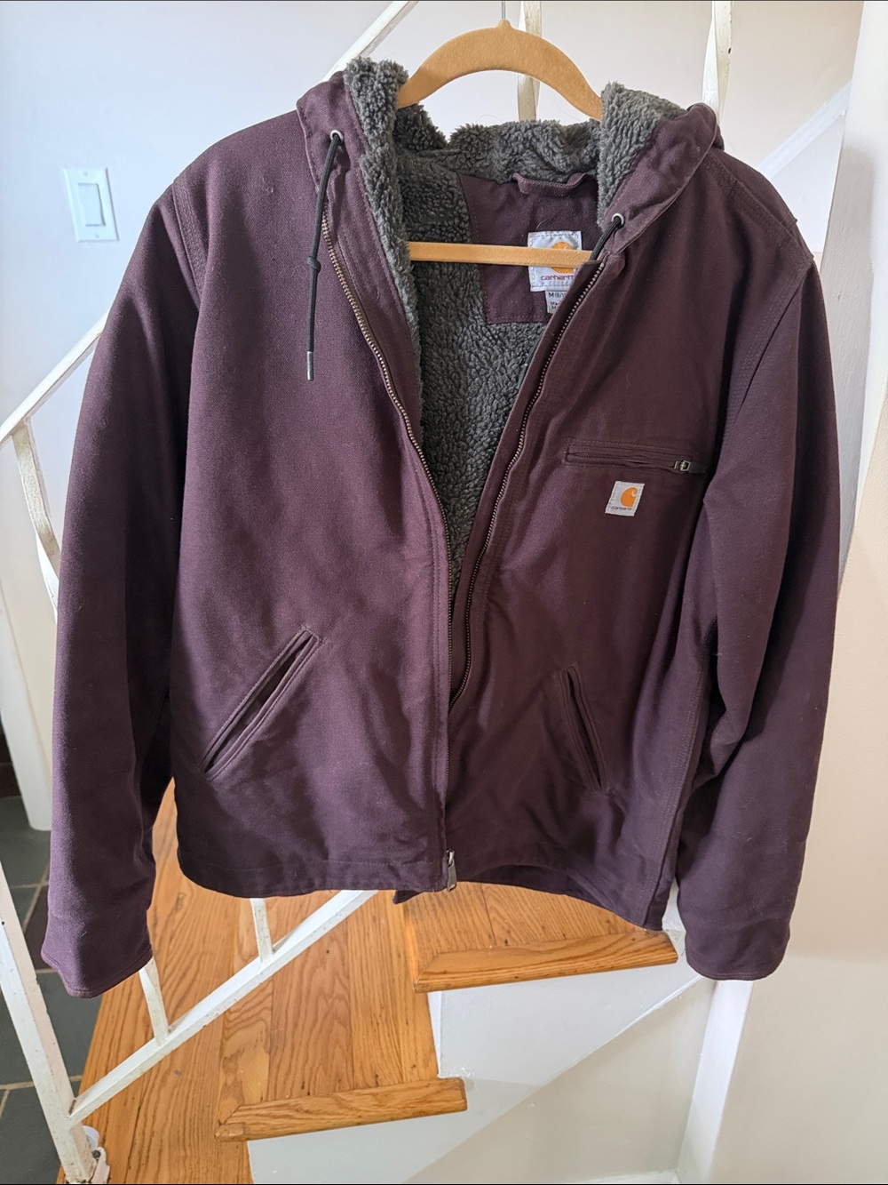 Carhartt Hooded Sherpa Jacket in Deep Plum